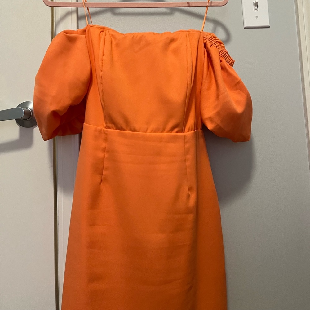 Orange Bubble Sleeve Dress